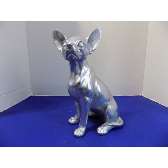 NEW Chihuahua Statue Figurine Silver Chihuhua Dog Figurine - Picture 1 of 7